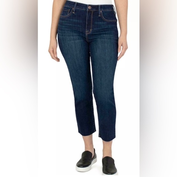 Seven7 Denim - Seven7 Tower Straight Leg Crop Frayed Hem High Waisted Relaxed Fit Jeans Sz 14